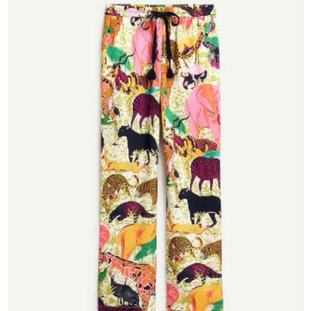 J. Crew Multicolor Animal Print Wide-Leg Pants